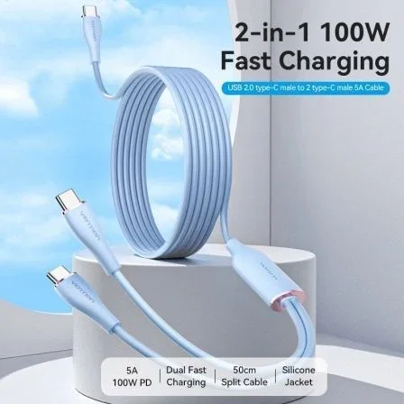 CABLE USB-C/M A 2xUSB-C/M 1.5 M AZUL VENTION CABLE USB-C/M A 2xUSB-C/M 1.5 M AZUL VENTION